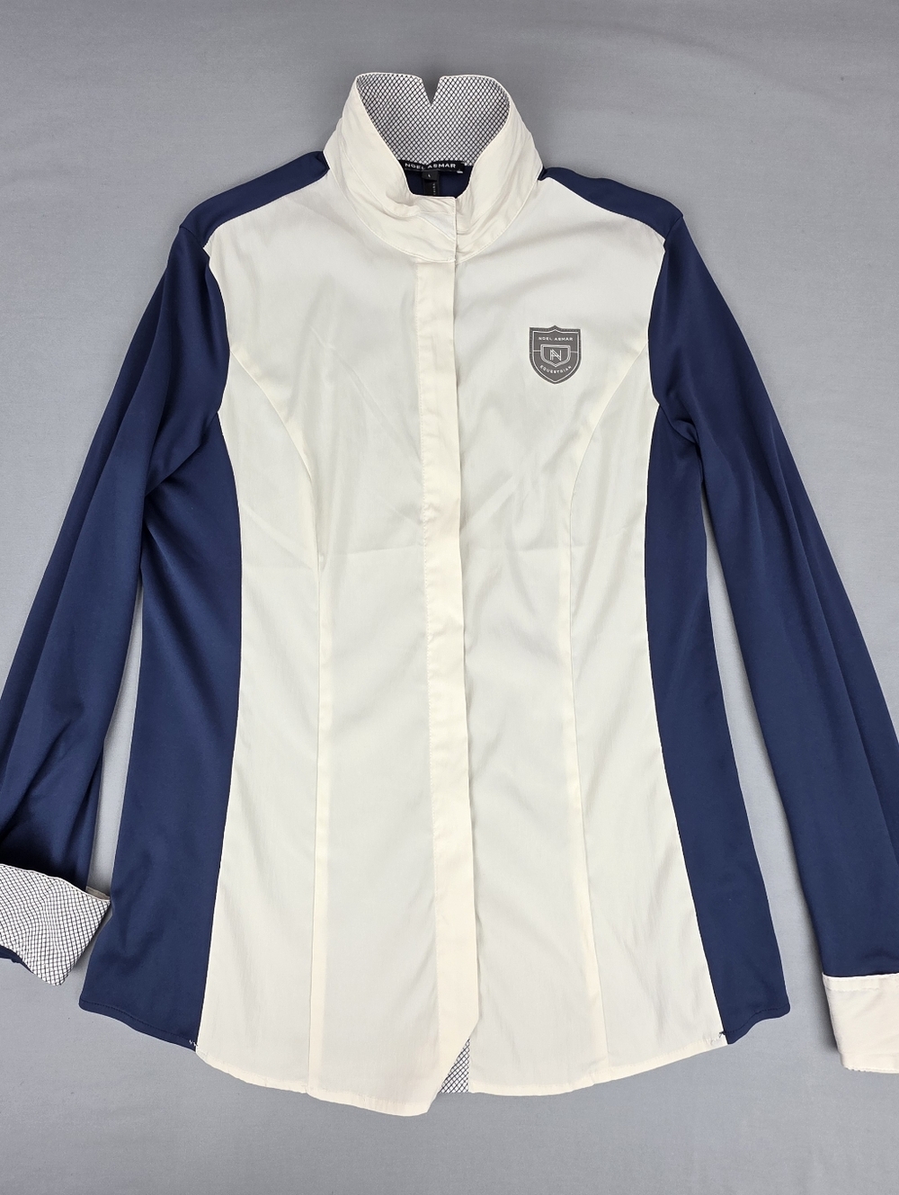 Noel Asmar Show Shirt White Navy Large Magnetic Closure Zip-up Jumpers Hunters